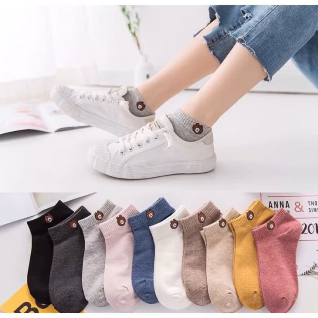 (GROSIRAN) Kaos Kaki Ankle Dewasa Motif Bear Kaos kaki Semata Kaki Fashion Motif beruang