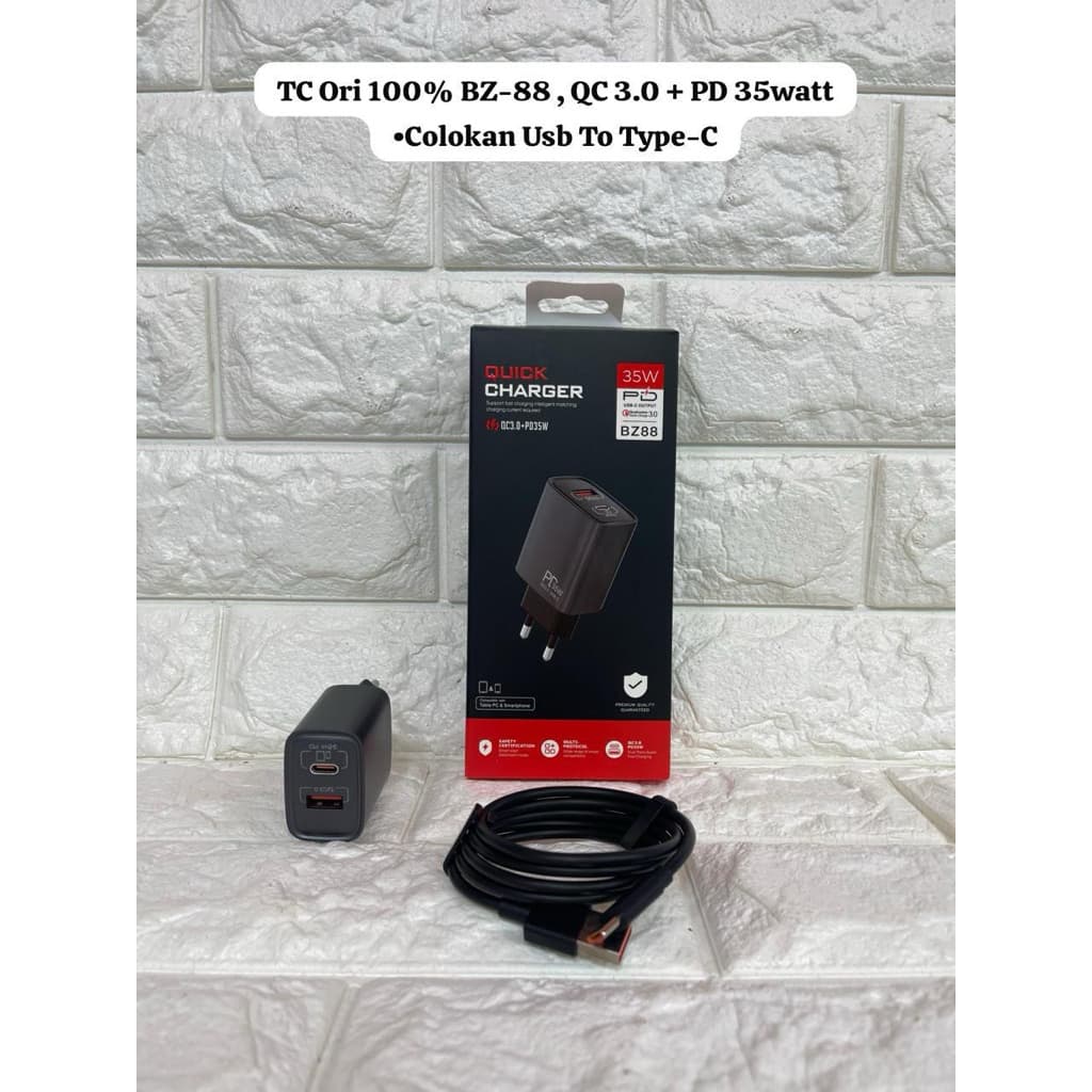 Charger Ori Fast Charging QC 3.0 PD 35 Watt Android Iphone Type C BZ-88 Casan Isi Daya Cepat