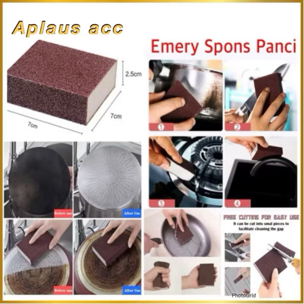 (GROSIRAN) Spons Pembersih Karat Besi Emery Spons Penghilang Kerak Noda Panci Serbaguna