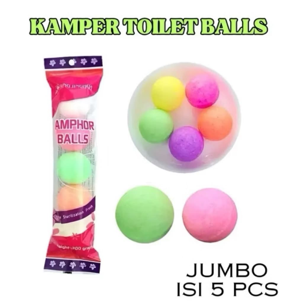 (Grosir3) Kamper Toilet Ball isi 5 Kapur Warna Warni Anti Ngengat Pengharum Ruangan Kamar Mandi