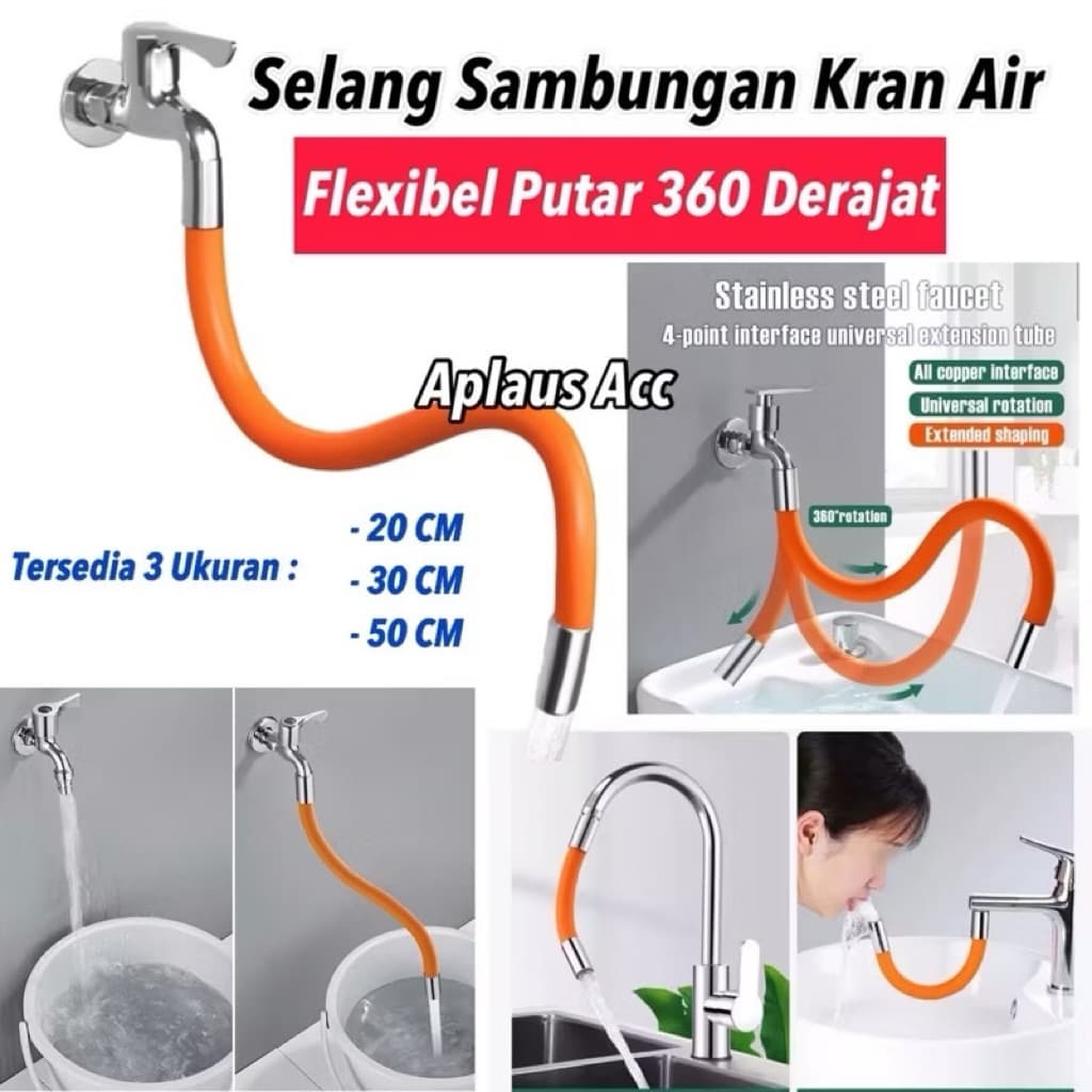 (GROSIRAN) Selang Sambungan Kran Air Fleksibel Putar 360 Derajat Pipa Keran Universal