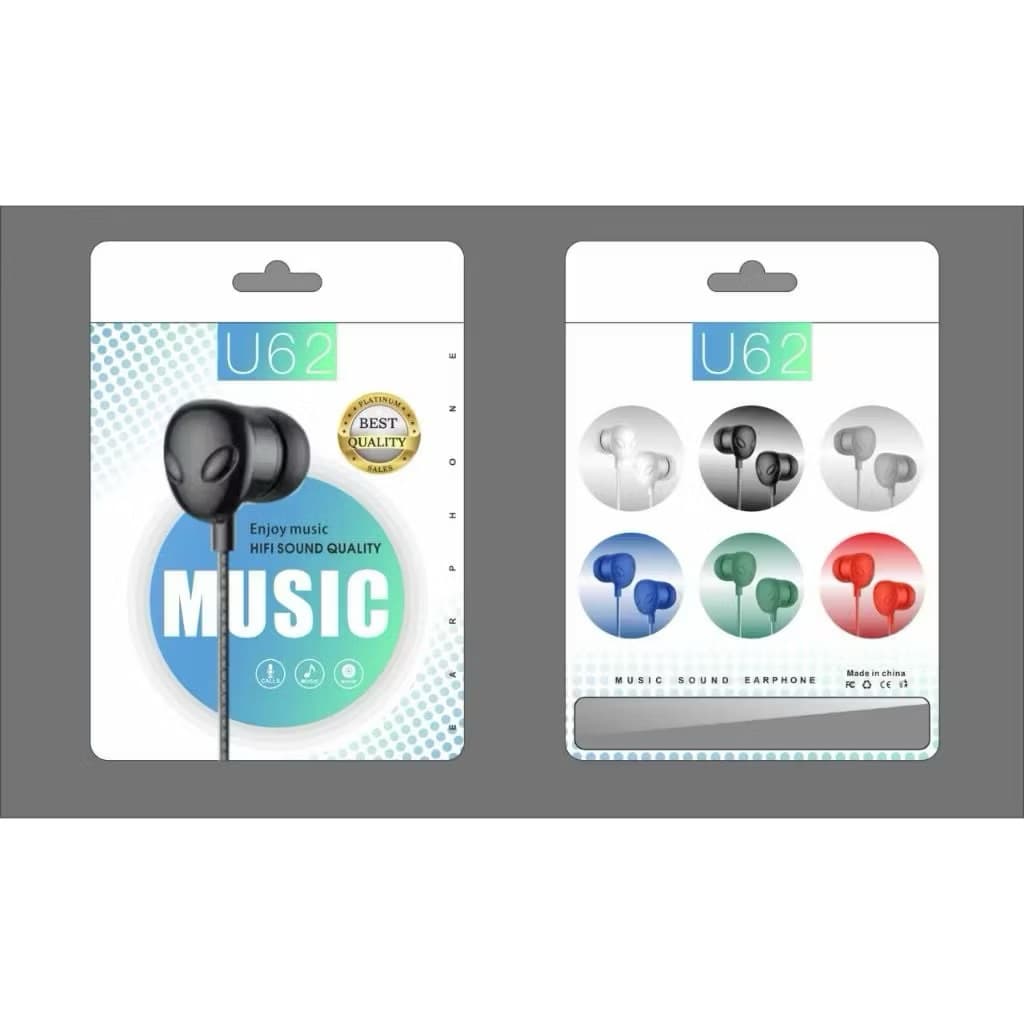 (GROSIRAN) Handsfree Headset Macaron U61 + Mic Headset Stereo Sound Earphone Music Best Quality Kabel Jack 3,5mm