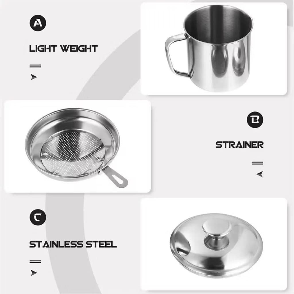 Wadah Saringan Minyak Oil Pot Stainless Gelas Saringan Minyak Oil Filter Pot