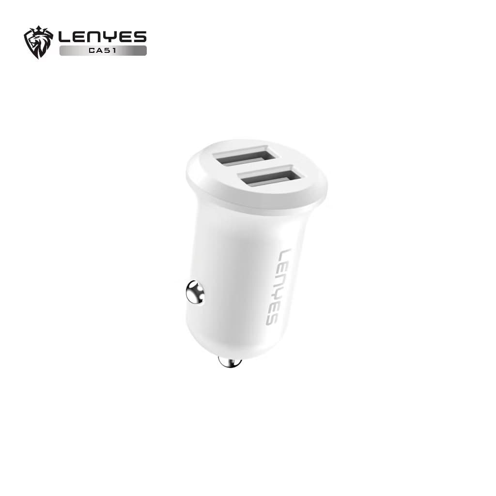 LENYES CA-51 2.4A Mini Car Charger Dual Port USB Adaptor Saver Mobil Untuk HP
