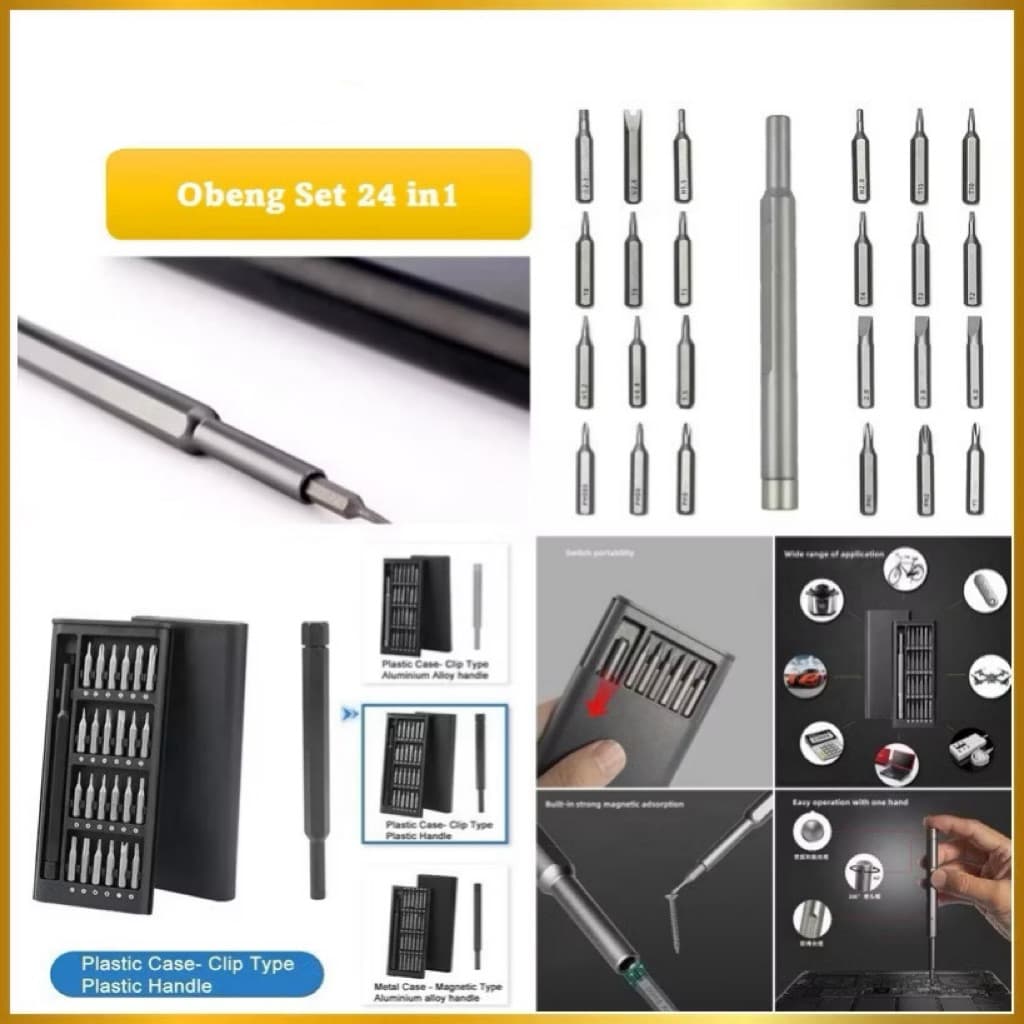 Obeng Set 24in1 Obeng Magnet Screwdriver Kit Hardware Tools Serbaguna