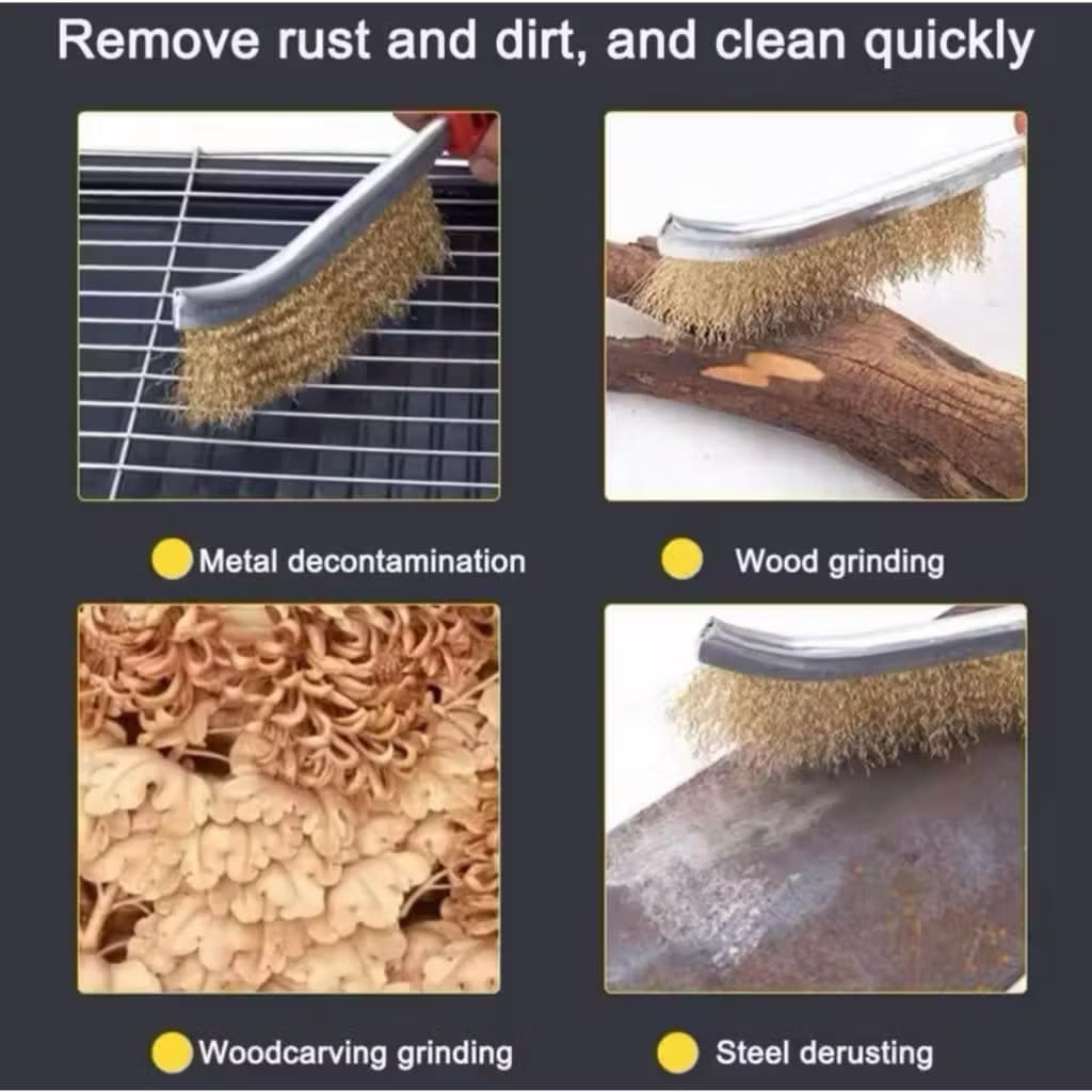 (GROSIRAN) Sikat Baja Kawat Lengkungan Kuningan Anti Karat Steel Wire Hand Brush Serbaguna