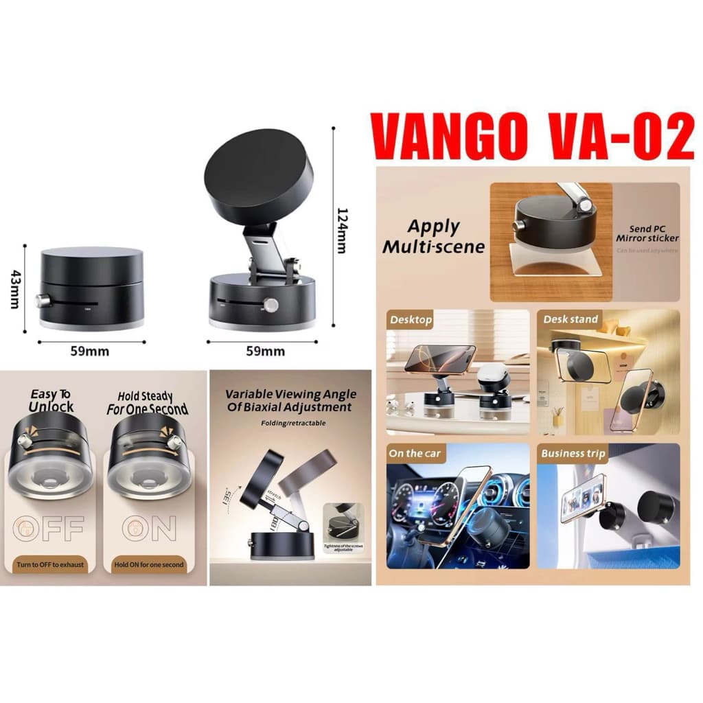 Holder HP Mobil Dasbor Magnetic Superkuat VA-02 Vacum Suction Cup  Dudukan HP