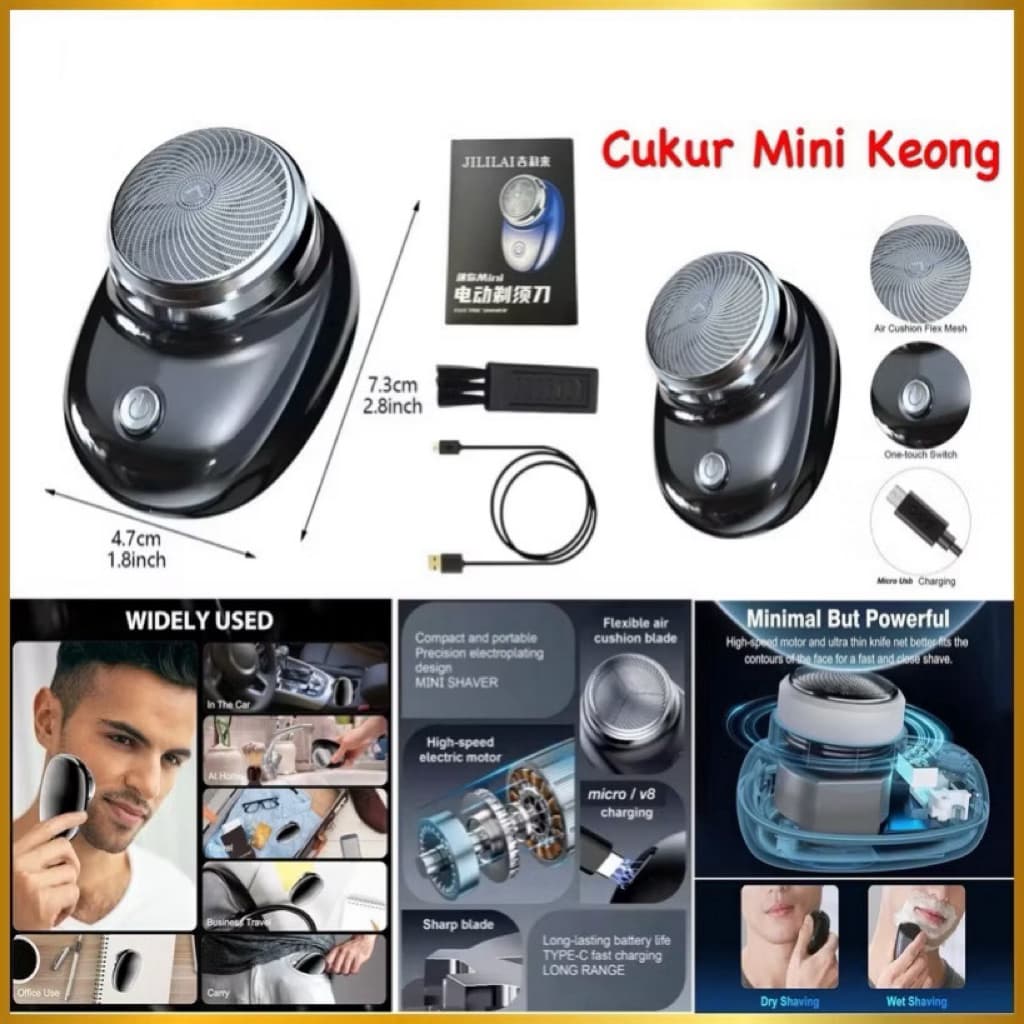 Alat Cukur Mini Keong Cukur Bulu Kumis Jenggot Elektrik Mini Shaver Electric Bulat Kecil Cukuran Portable Serbaguna