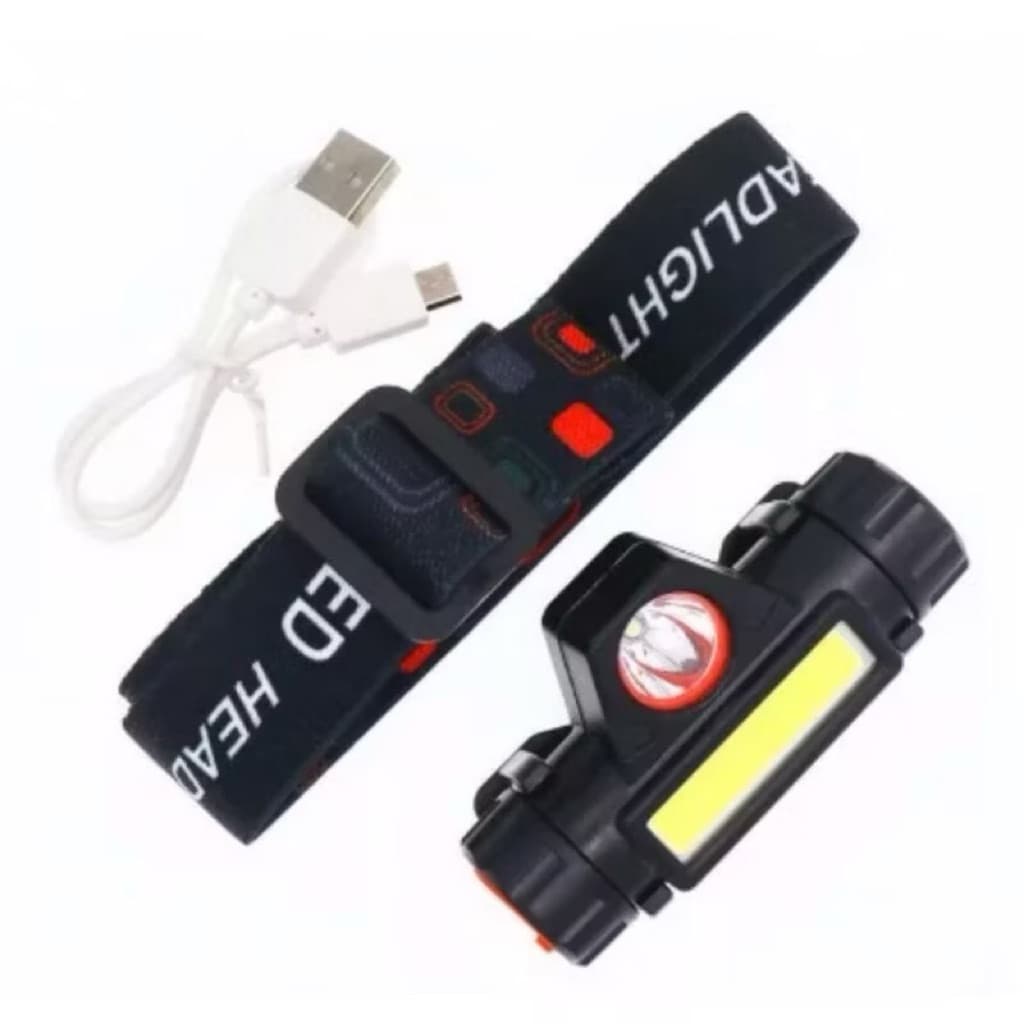 (GROSIRAN) Senter Kepala Mini COB XPE Headlamp Bisa Putar Copot Cas USB