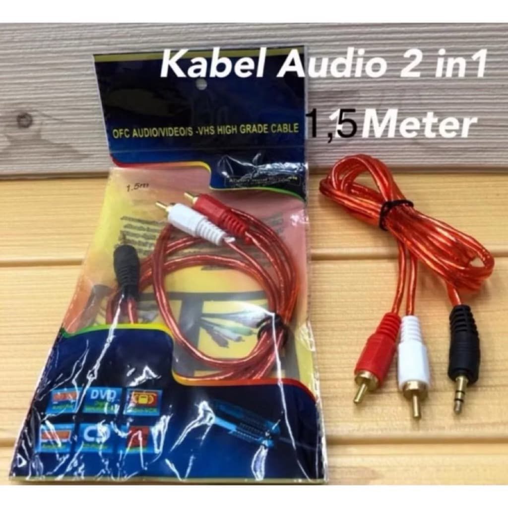 (GROSIRAN) Kabel audio 2 in 1 Jack 3.5mm to Rca 2 audio 1.5meter