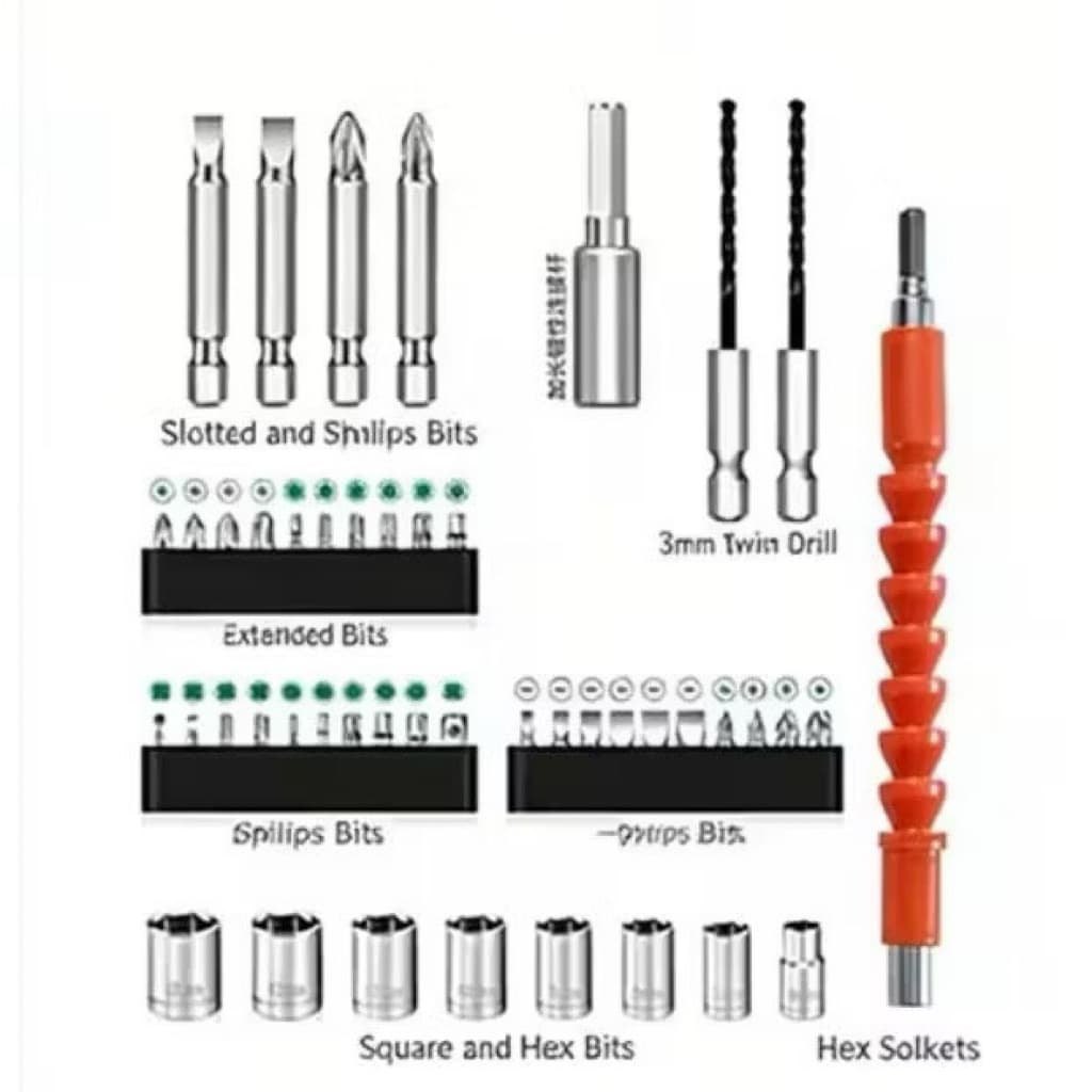 Mesin Bor Set 49in1 Mesin Bor Obeng Listrik Portable Screwdriver Tools 49pcs Set Koper Lengkap