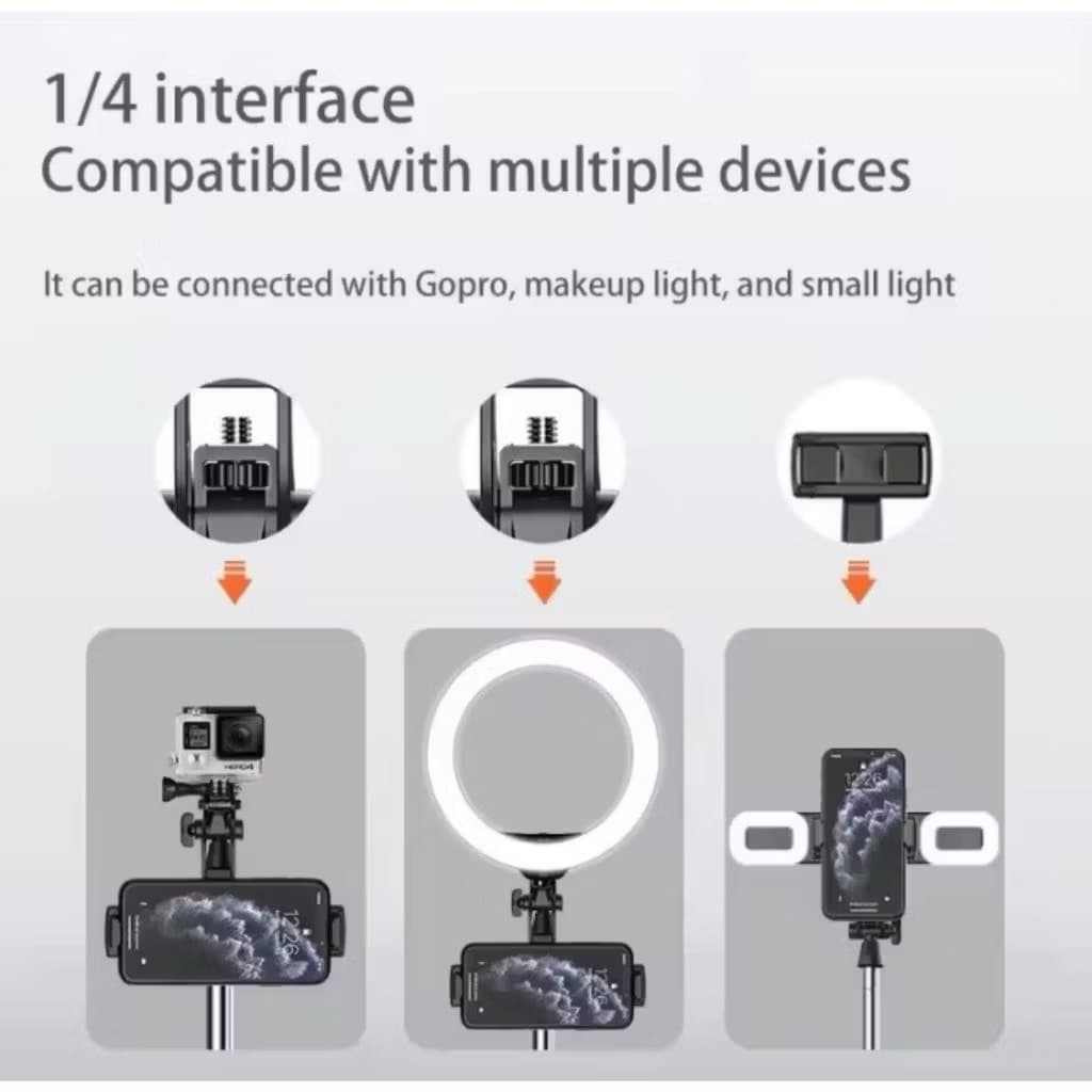Tripod Tongsis Bluetooth T17 Tripod Selfie Stick Remote Shutter + Lampu LED 170CM