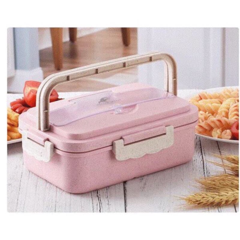 Lunch Box Set Kotak Bekal Makan Jerami Gandum Tempat Kotak Makan Bekal