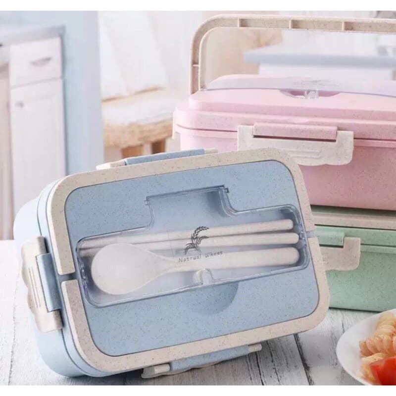 Lunch Box Set Kotak Bekal Makan Jerami Gandum Tempat Kotak Makan Bekal