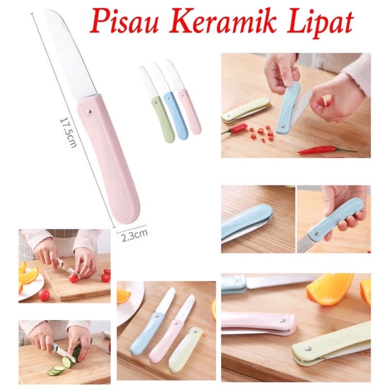 Pisau Keramik Lipat Buah Sayur Pisau Mini Portable
