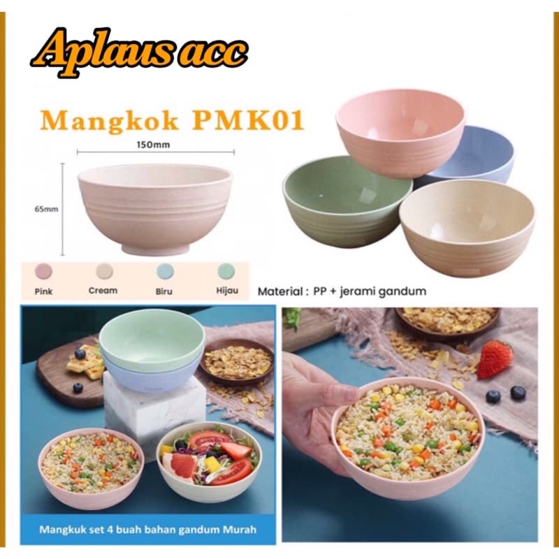 Mangkok Wheat Straw Warna Warni Serbaguna PMK01