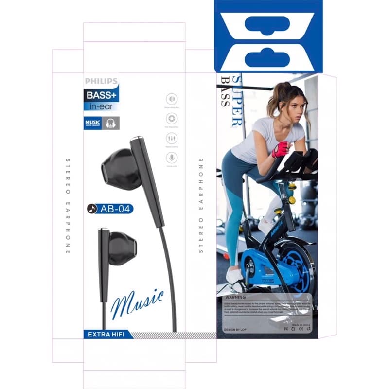 Handsfree Headset Philips Stereo Music Extra Bass + Mic AB-04