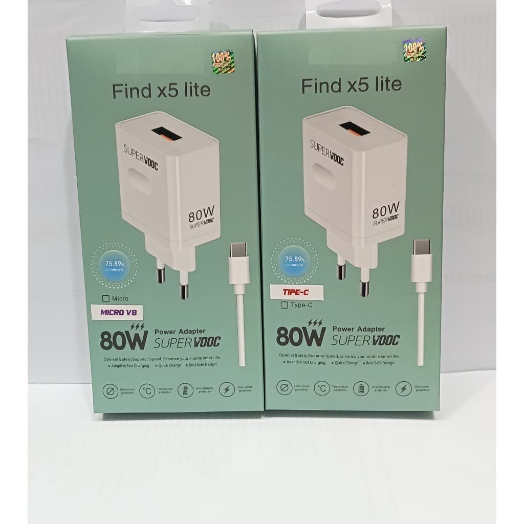 Charger Ori 100% Op Find X5 Lite  80W Power Adapter Super Vooc Support Fast Charging