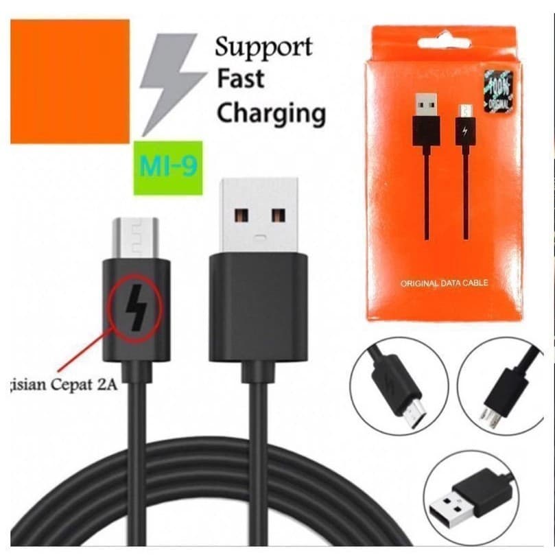 Kabel Data XM Mi9 Colokan Kabel Usb Micro/V8 Kabel Support Fast Charging Data Cable