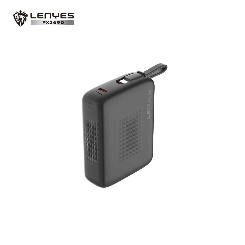 Powerbank Mini 20000mAh LENYES PX269D Fast Charging 22.5W Built In Cable Type C Output Power Bank Portable