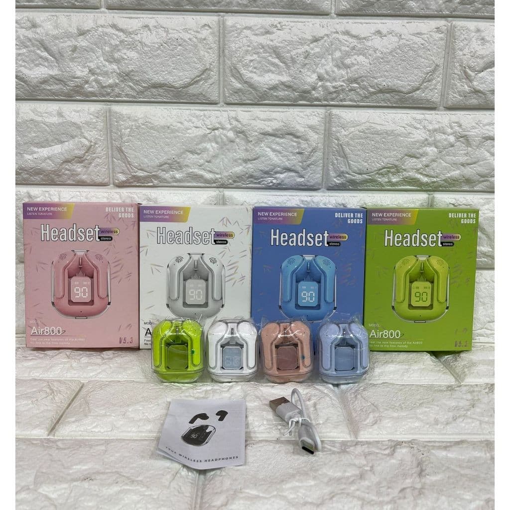 Handsfree Bluetooth TWS AIR 800 Headset Wireless V5,3 Stereo Earphone