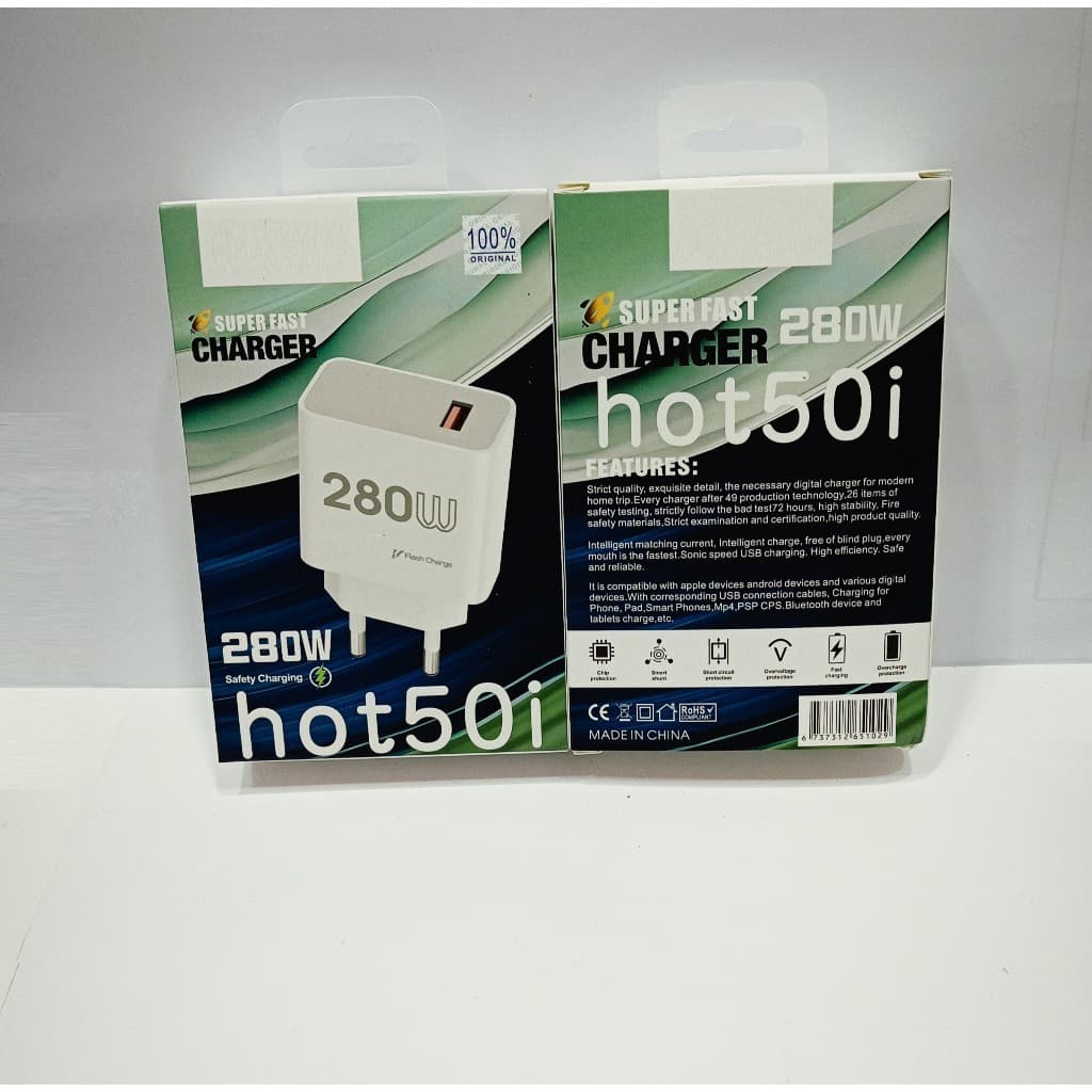 Batok Adapter Super Fast Charger For lNF HOT 50i 280W Safety Charging Batok Kepala Casan HpUniversal