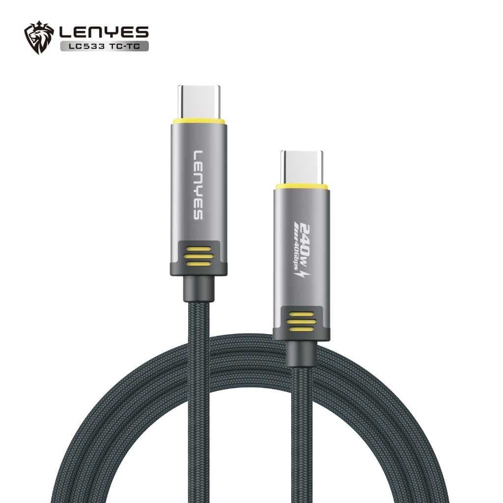 Kabel Data Type C To Type C LENYES LC533 240W Thunderbolt 8K 40Gps Fast Charging Power Delivery Cable Charging
