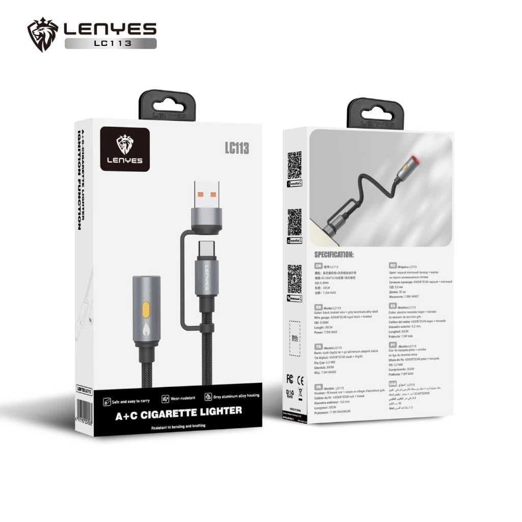 Kabel Korek Api Elektrik LENYES LC113 Dual Connector Cable Electric Lighter Pemantik