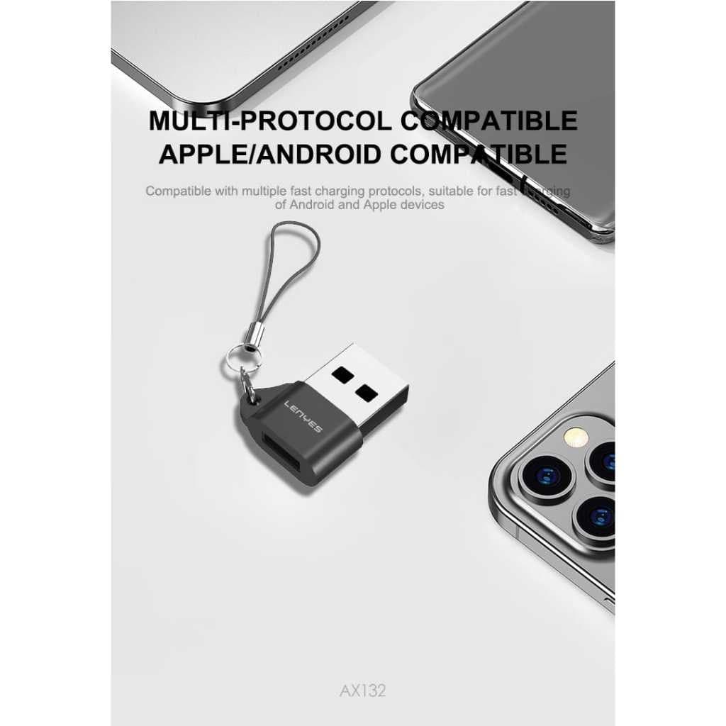 OTG Converter LENYES AX132 Adapter Type C To USB Sync Data Charging Plug & Play