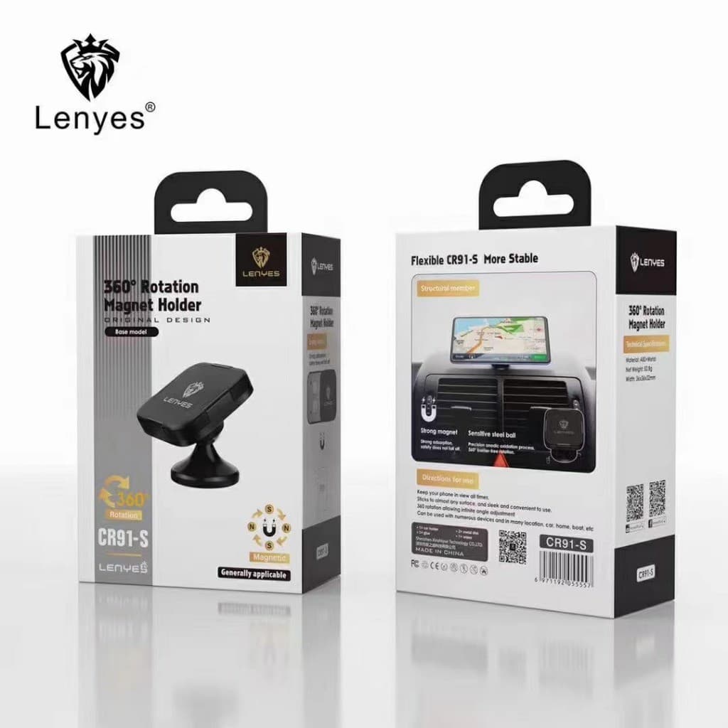 Phone Car Holder LENYES CR91-S Magnetic 360 Degree Rotation Stand Dudukan Magnet Untuk HP Di Dashboard Mobil