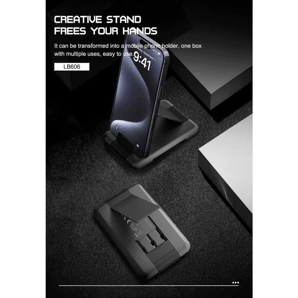 Storage Box Cable LENYES LB606 60W Multifunctional Type C Fast Charging With Adaptor Converter USB + Lightning + Micro Kabel Data Powerbank Charger