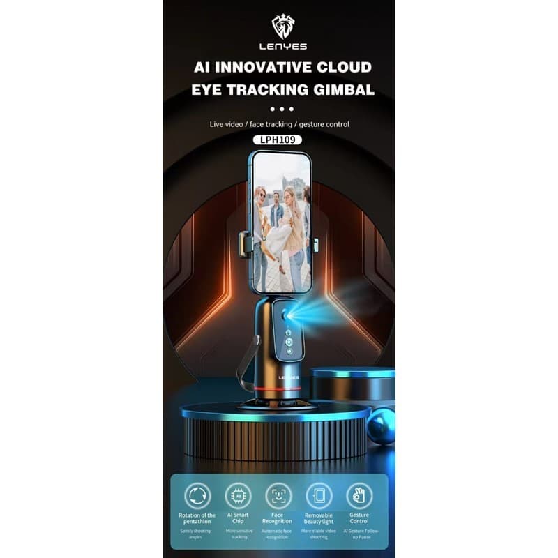 Tracking Gimbal LENYES LPH109 Tripod Intelligent 360° AI Face Stabilizer Phone Selfie Smart Gesture Recognition