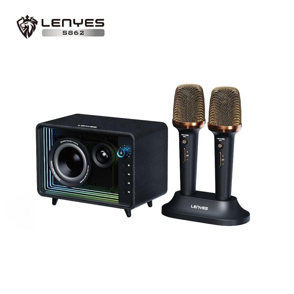 Speaker + Microphone LENYES S862 120W Outdoor KTV Wireless Karaoke Bluetooth 5.3 Bass Boost Abyss Mirror RGB Light