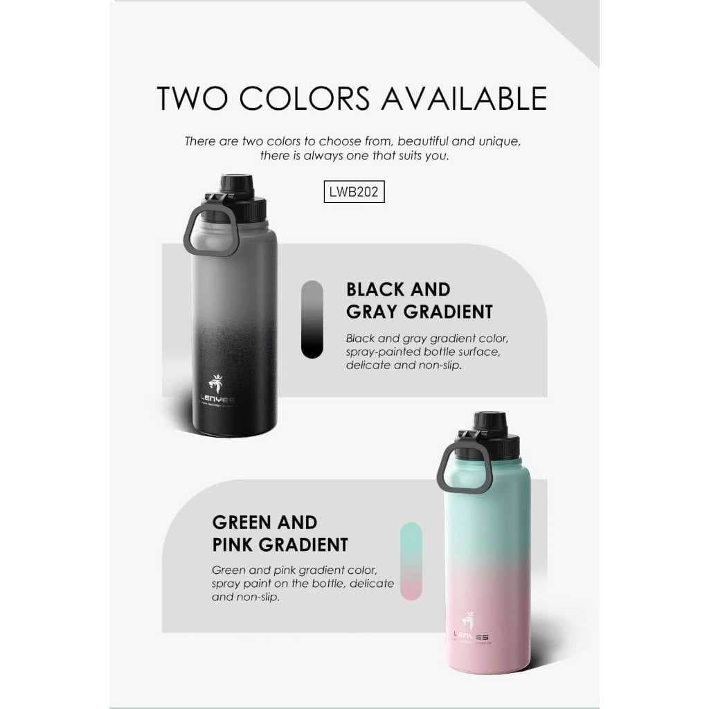 Tumbler LENYES LWB202 1 Liter Botol Air Minum Olahraga Portable Stainless Termos Tahan Panas dan Dingin Sports Bottle Water