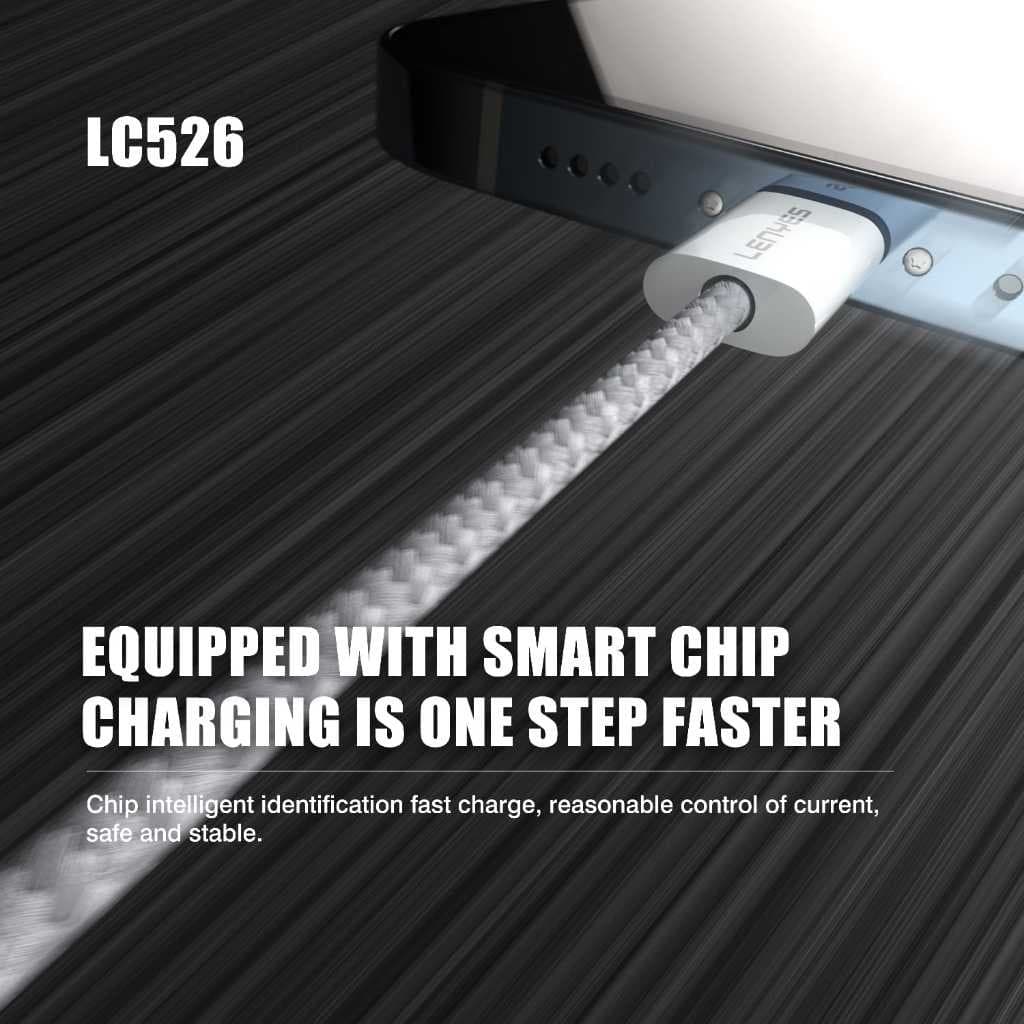 Kabel Data LENYES LC526 60W Fast Charging Type C To Type Data Cable Charger Braided 1 Meter