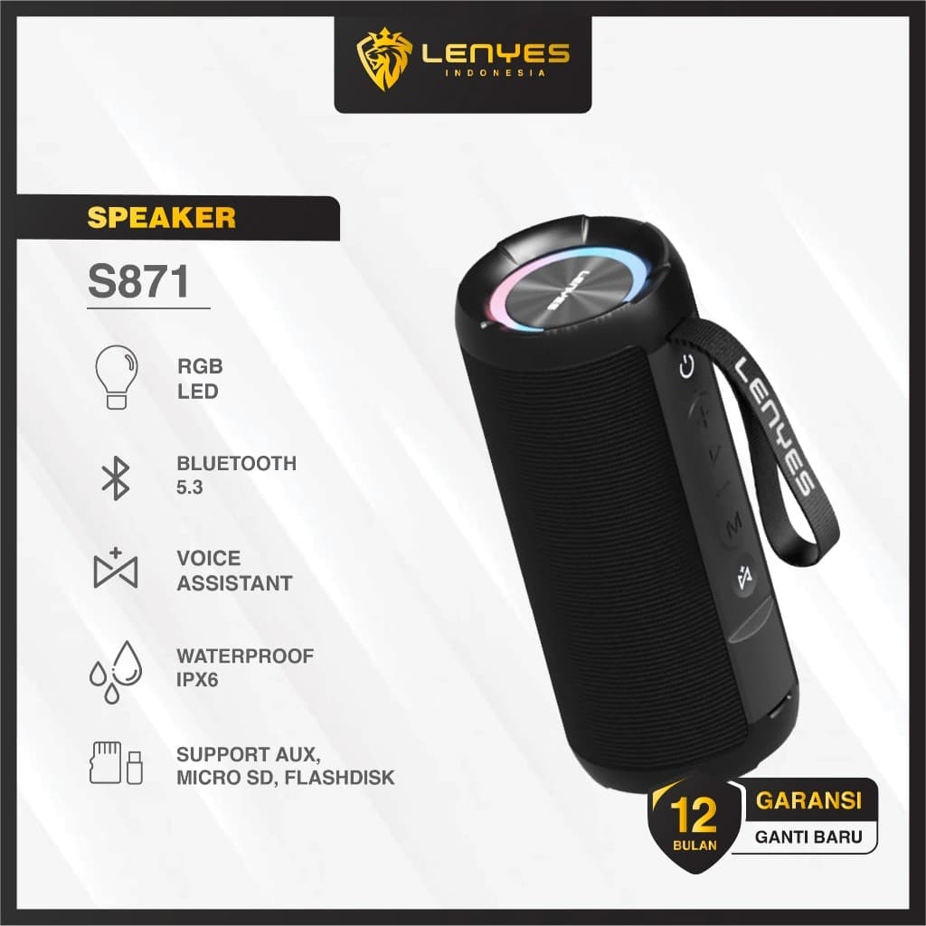 Speaker Bluetooth 5.3 LENYES S871 60W Wireless Portable RGB Light TWS Waterproof IPX6