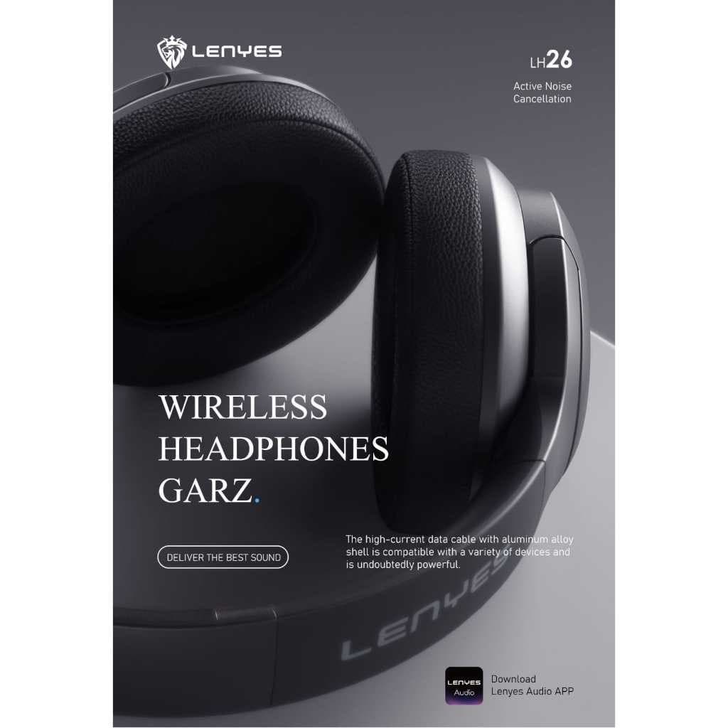 Headset LENYES LH26 Wireless Bluetooth 5.4 Hybrid ANC Headphone Foldable Heavy Bass Hifi Stereo With Mic
