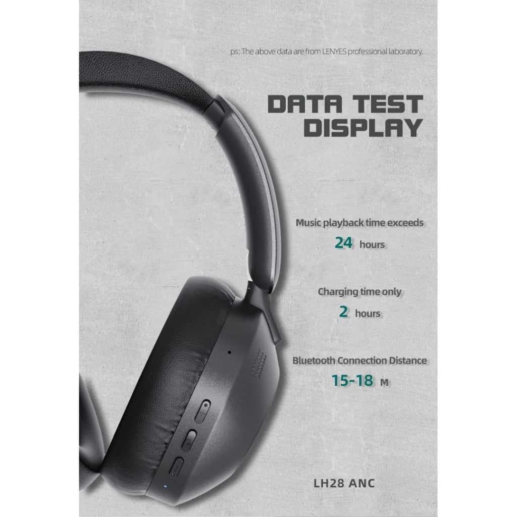 Headset Bluetooth LENYES LH28 Wireless 5.4 Hybrid ANC Headphone Foldable Heavy Bass Hifi Stereo With Mic