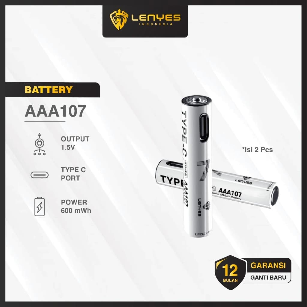 LENYES AAA107 Baterai Charge Isi Ulang AAA 1.5V Rechargeable Lithium Battery 600mWh Batu Batre Cas