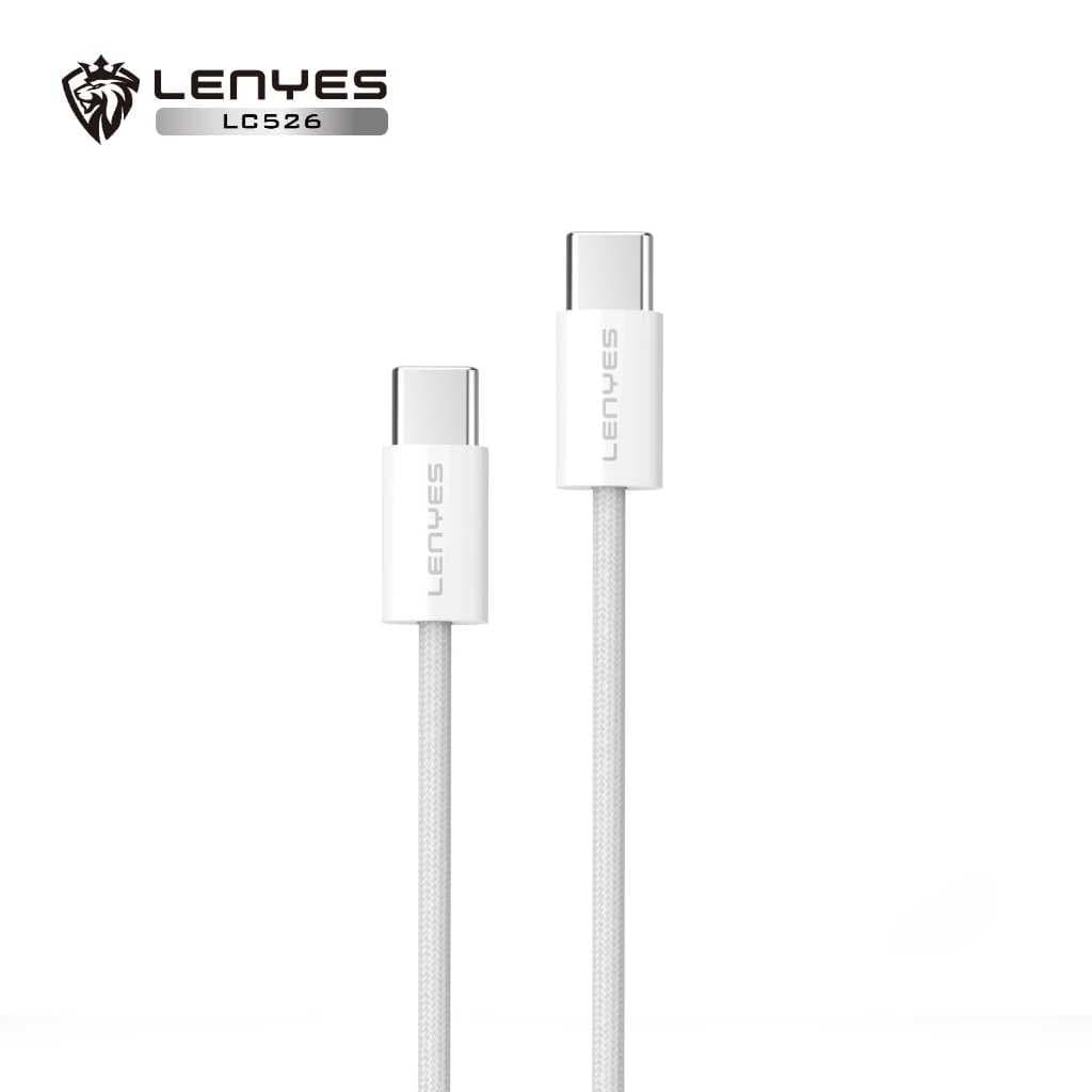 Kabel Data LENYES LC526 60W Fast Charging Type C To Type Data Cable Charger Braided 1 Meter