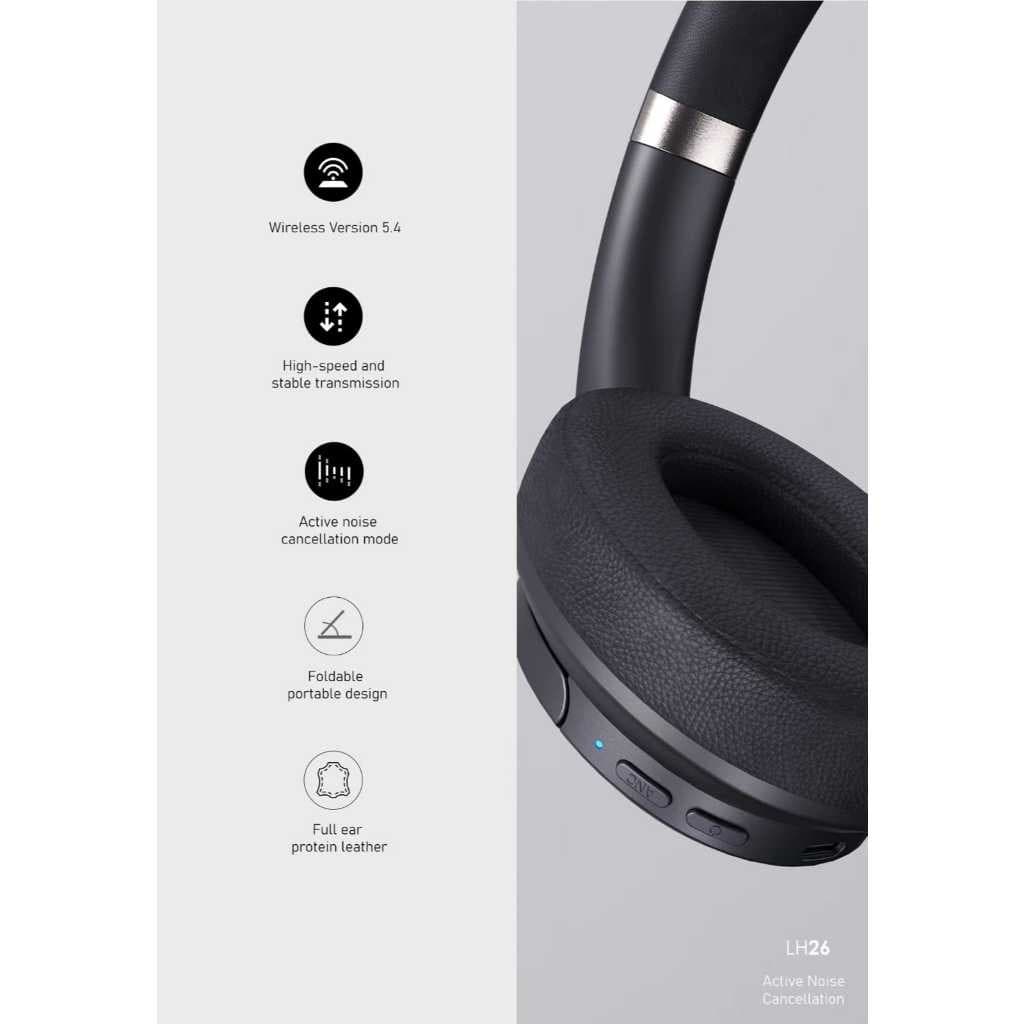 Headset Bluetooth LENYES LH26 Wireless 5.4 Hybrid ANC Headphone Foldable Heavy Bass Hifi Stereo With Mic