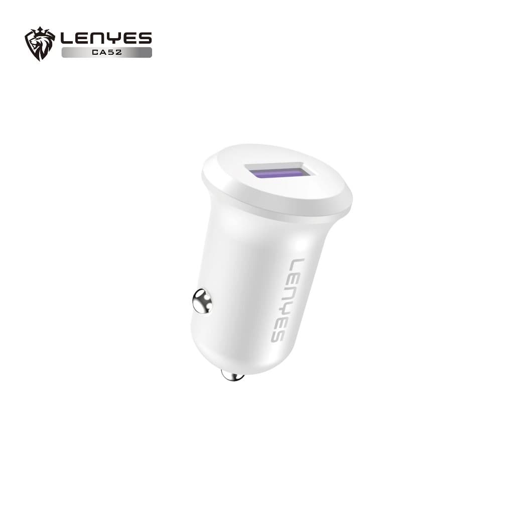 Mini Car Charger LENYES CA52 18W Fast Charging QC3.0 Port USB Adaptor Saver Mobil Untuk HP