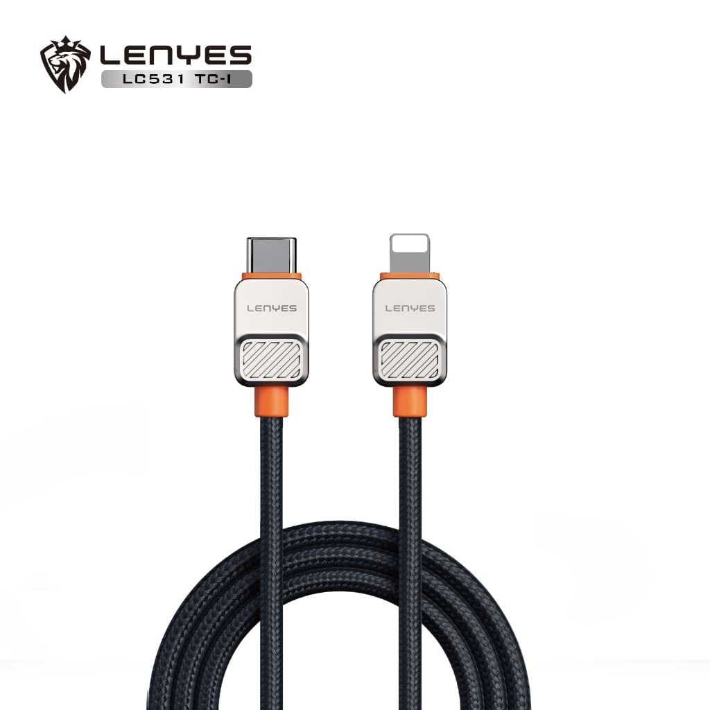 Kabel Data LENYES LC531 Fast Charging 27W Lightning 60W Type C Data Cable Charger Nylon Braided 1 Meter