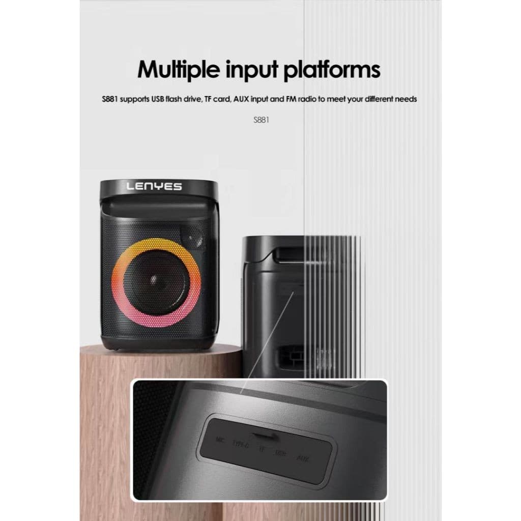 Speaker + Microphone LENYES S881 120W KTV Wireless  Karaoke Bluetooth 5.3 Portable RGB Light Waterproof IPX4 TWS
