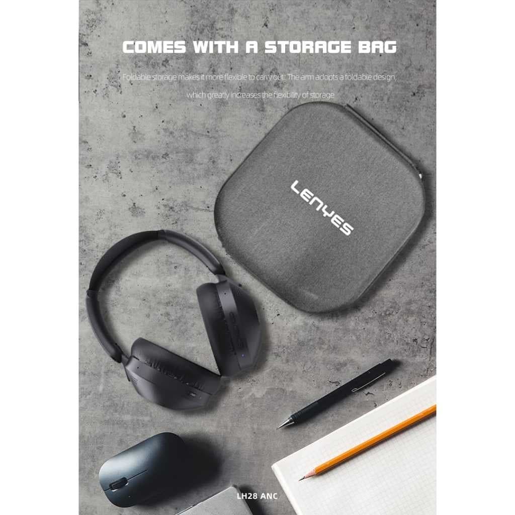 Headset LENYES LH28 Wireless Bluetooth 5.4 Hybrid ANC Headphone Foldable Heavy Bass Hifi Stereo With Mic