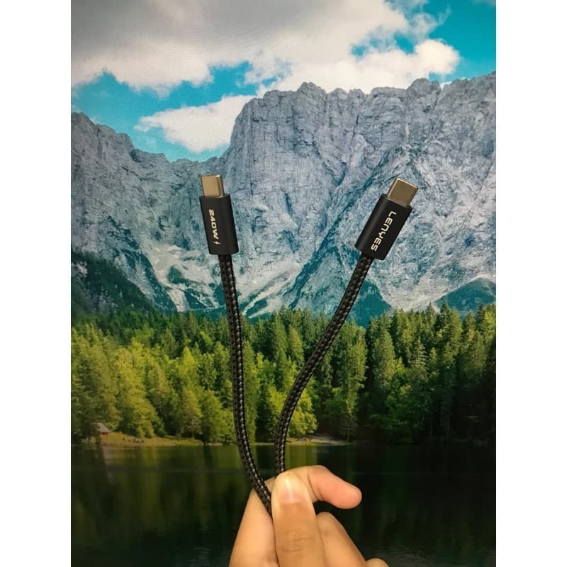 Cable Data LENYES LC522 240W Fast Charging Type C To Type C Charger Kabel Data Braided Nylon 1.2 Meter