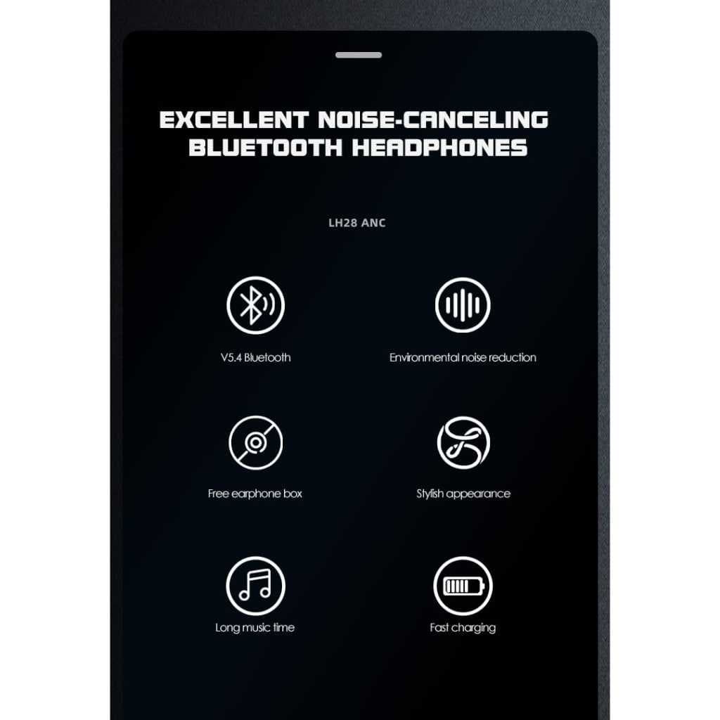 Headset LENYES LH28 Wireless Bluetooth 5.4 Hybrid ANC Headphone Foldable Heavy Bass Hifi Stereo With Mic