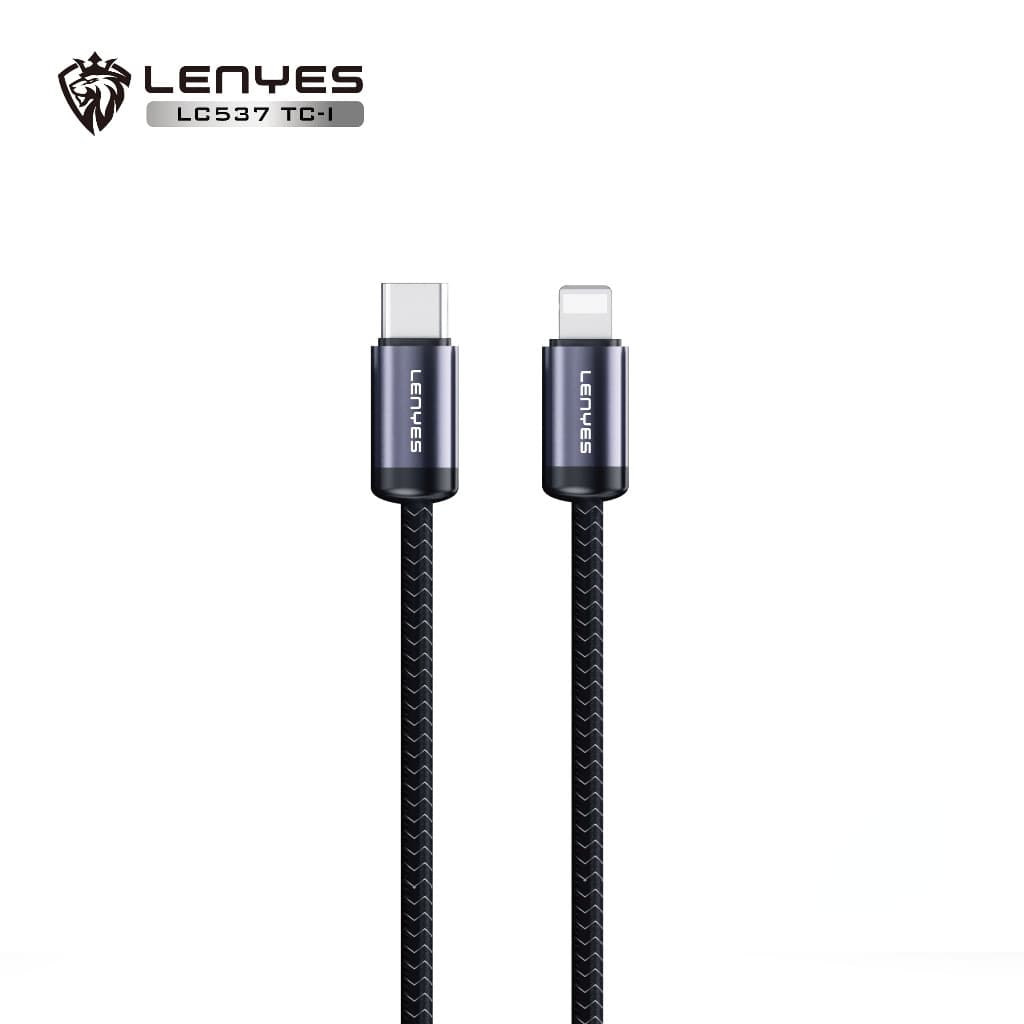 Kabel Data LENYES LC537 Fast Charging 27W Lightning 60W Type C Data Cable Charger Nylon 1 Meter