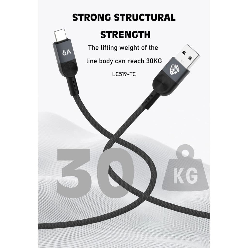 Kabel Data LENYES LC519 6A Fast Charging Universal Sync Data Cable Charger Nylon 1m
