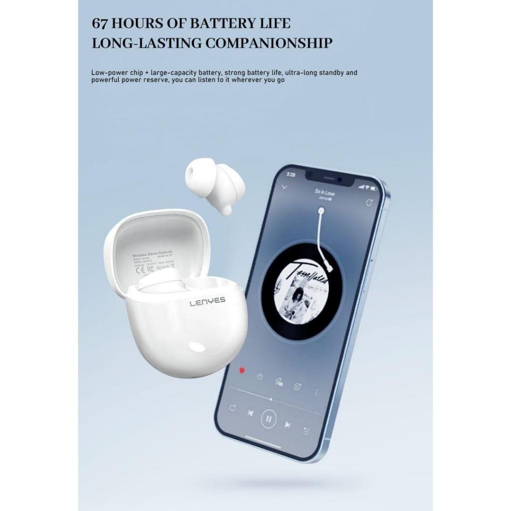 Earphone LENYES AIR 301 TWS Wireless  Bluetooth 5.3 Mini Earbuds Suitable For Sleeping Smart Touch Hifi Stereo Headset